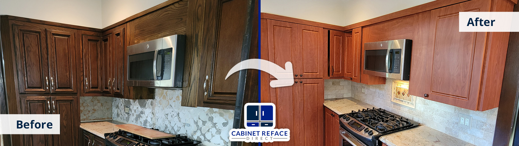 Old and Dark Wooden Cabinets Turned Into Their Modern Versions With Kitchen Cabinet Refacing