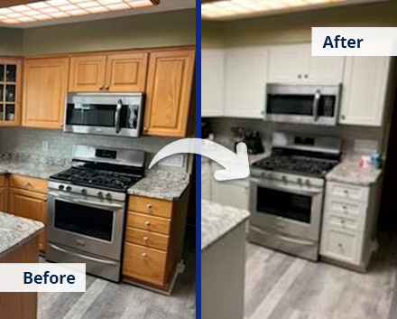 Old Wooden Kitchen Cabinets Transformed to White New Versions With Cabinet Refacing