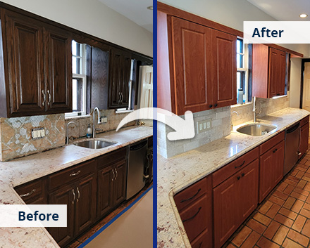 Old Wood Cabinets Transformed to Modern Versions With Cabinet Refacing