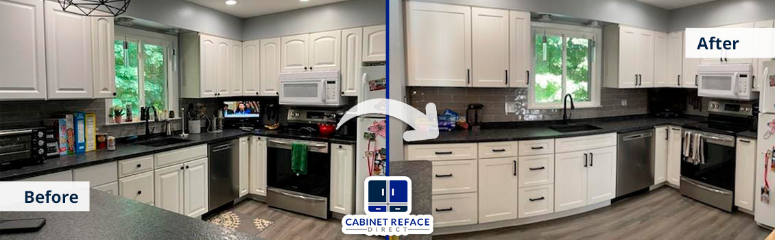 White Kitchen Cabinets That Were Given a Makeover With Cabinet Refacing