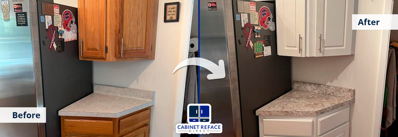 Classic Wood Cabinets Transformed to Modern White Versions With Kitchen Cabinet Refacing