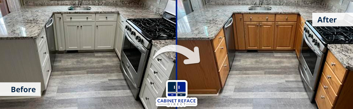 A Complete Style Change in the Lower Kitchen Cabinets With Our Kitchen Cabinet Refacing Services