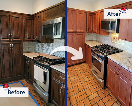 Before and After Images of a Kitchen That's Ready for the Holidays With Cabinet Refacing